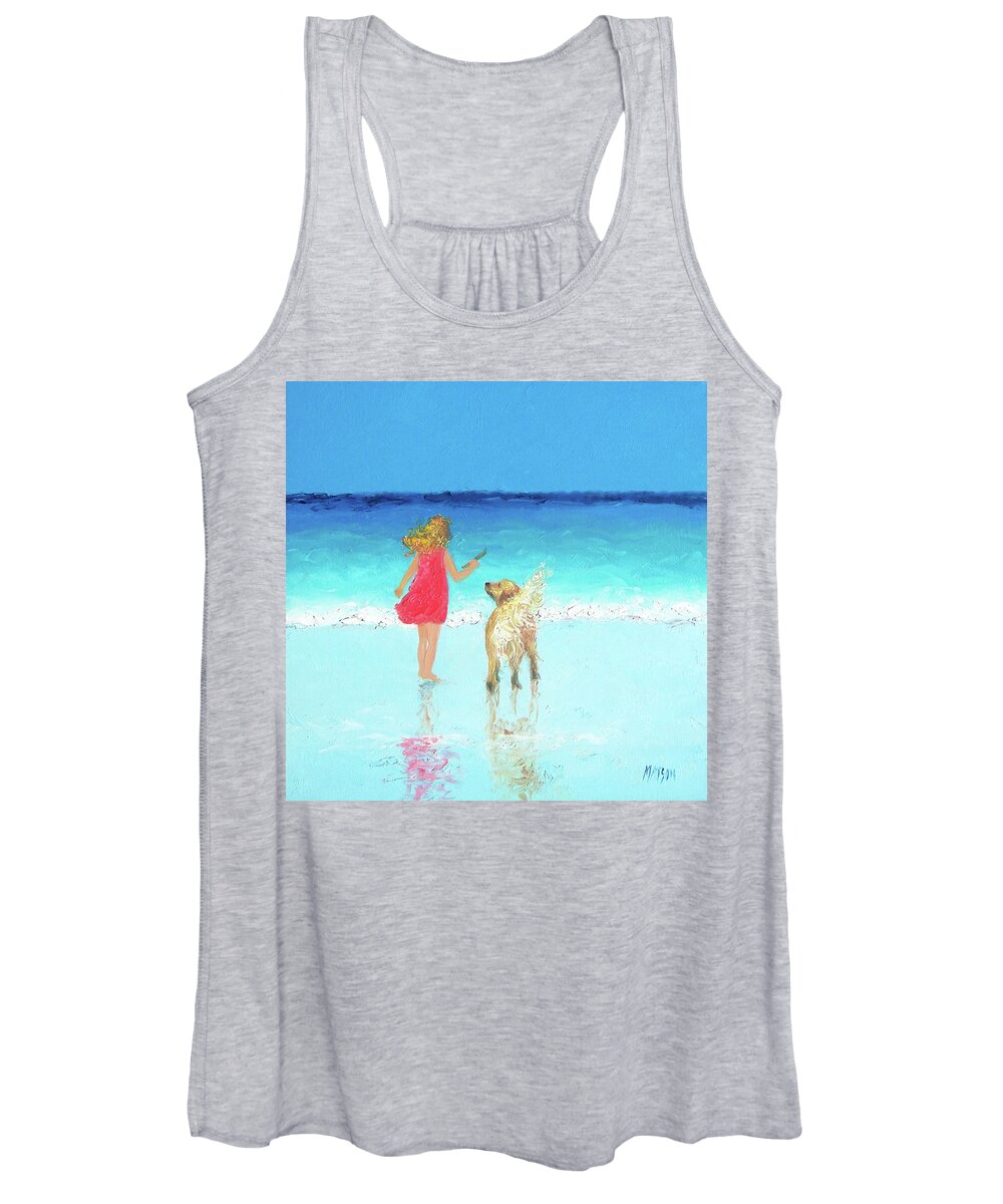 Beach Women's Tank Top featuring the painting Beach Painting 'Sunkissed Hair' by Jan Matson