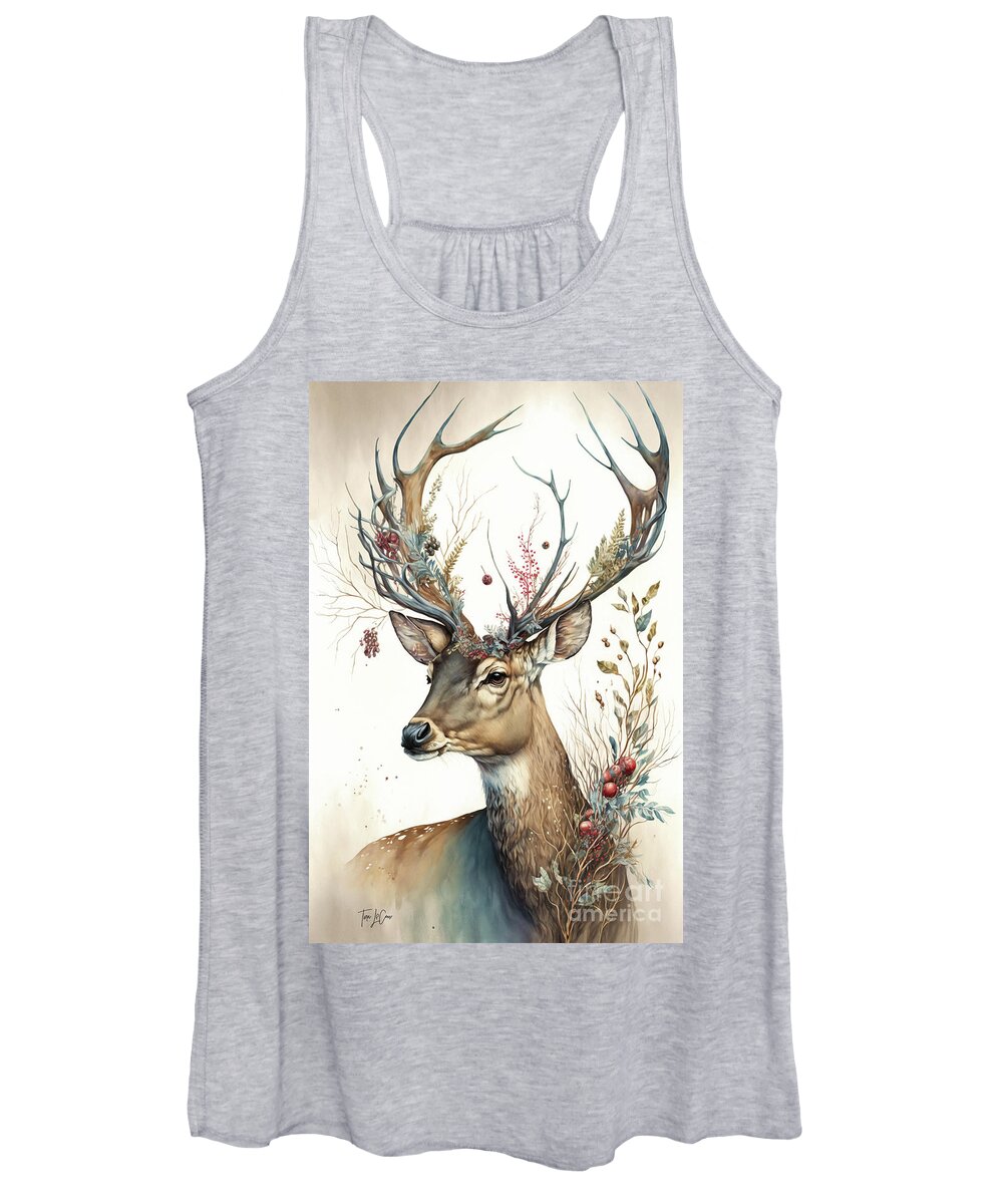 #faaadwordsbest Women's Tank Top featuring the painting Beautiful Buck by Tina LeCour