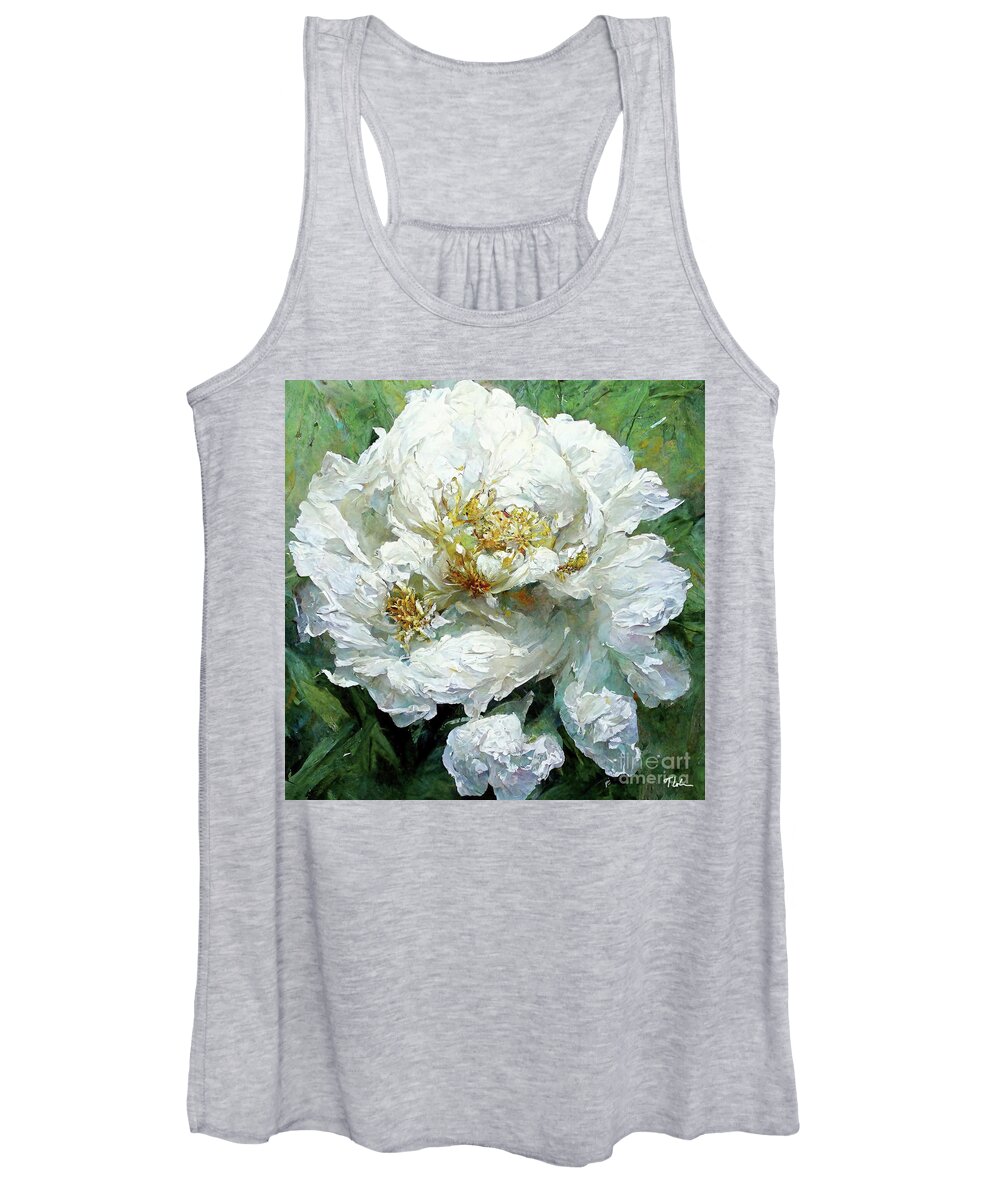 Peony Women's Tank Top featuring the painting Big White Peony by Tina LeCour