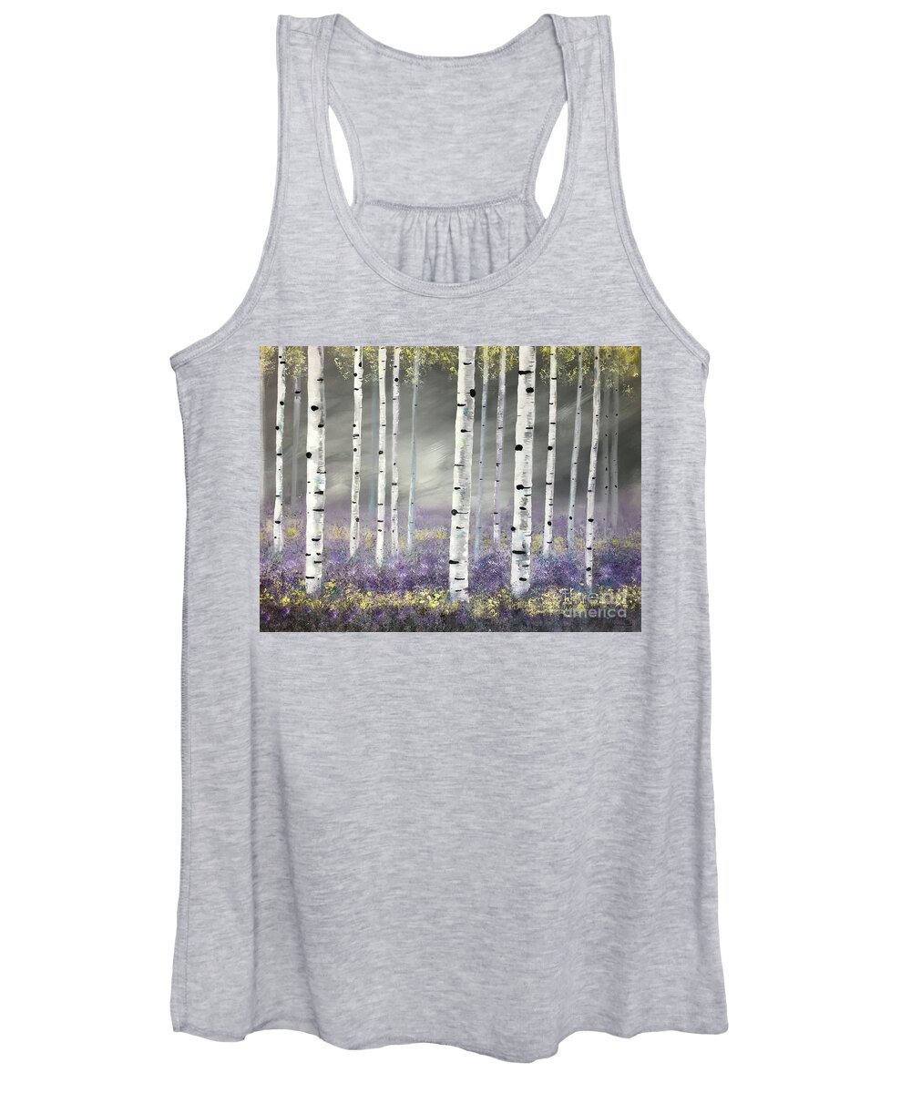 Birches Women's Tank Top featuring the painting Birches in Spring by Stacey Zimmerman