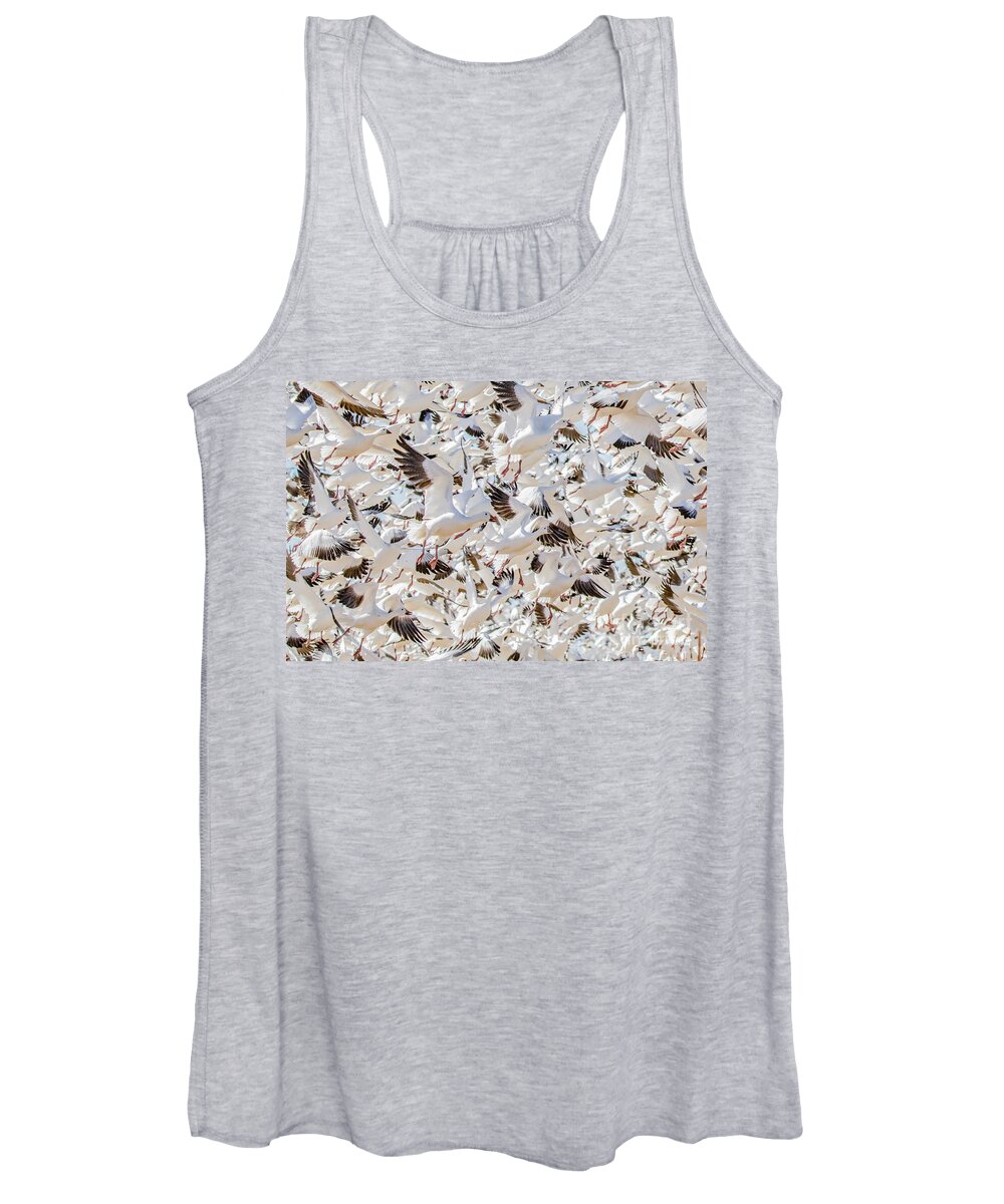 Bosque Del Apache National Wildlife Refuge Women's Tank Top featuring the photograph Birds Of A Feather, Flock Together by John Hartung  ArtThatSmiles com
