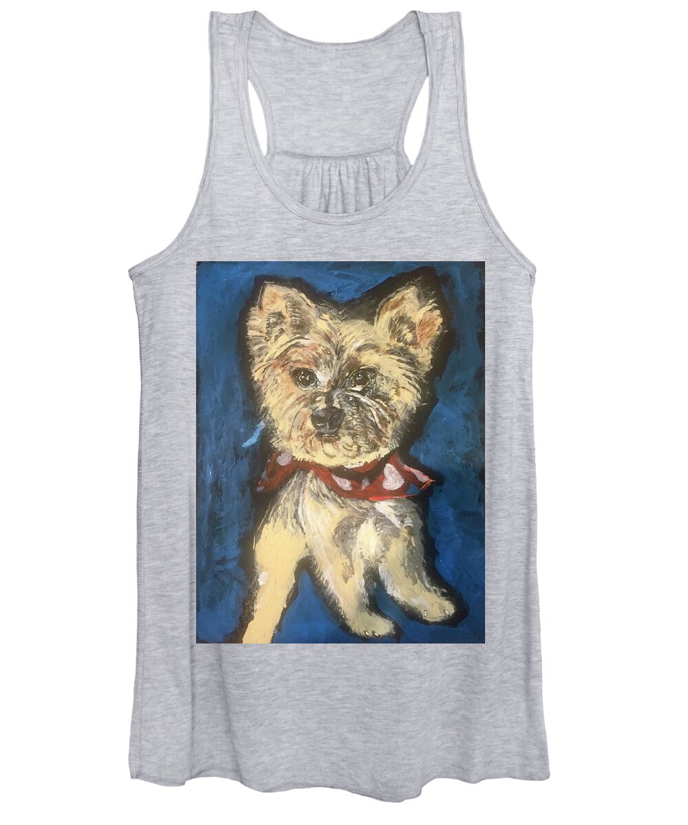 Yorkie Women's Tank Top featuring the painting Yorkshire Terrier Teddybear by Melody Fowler