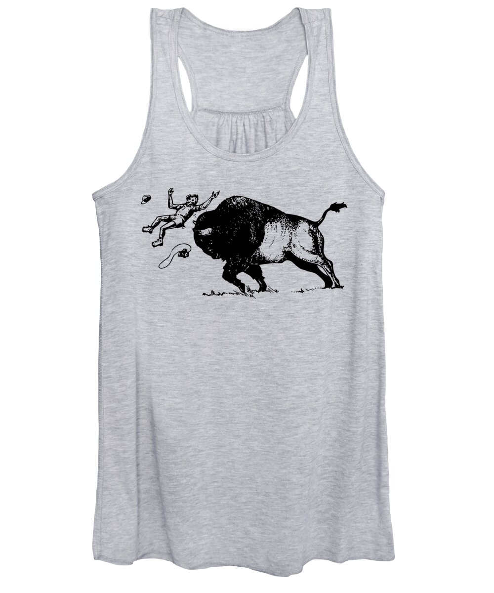 Yellowstone National Park Women's Tank Top featuring the photograph Bison Throwing Tourist Shirt Design by Max Waugh
