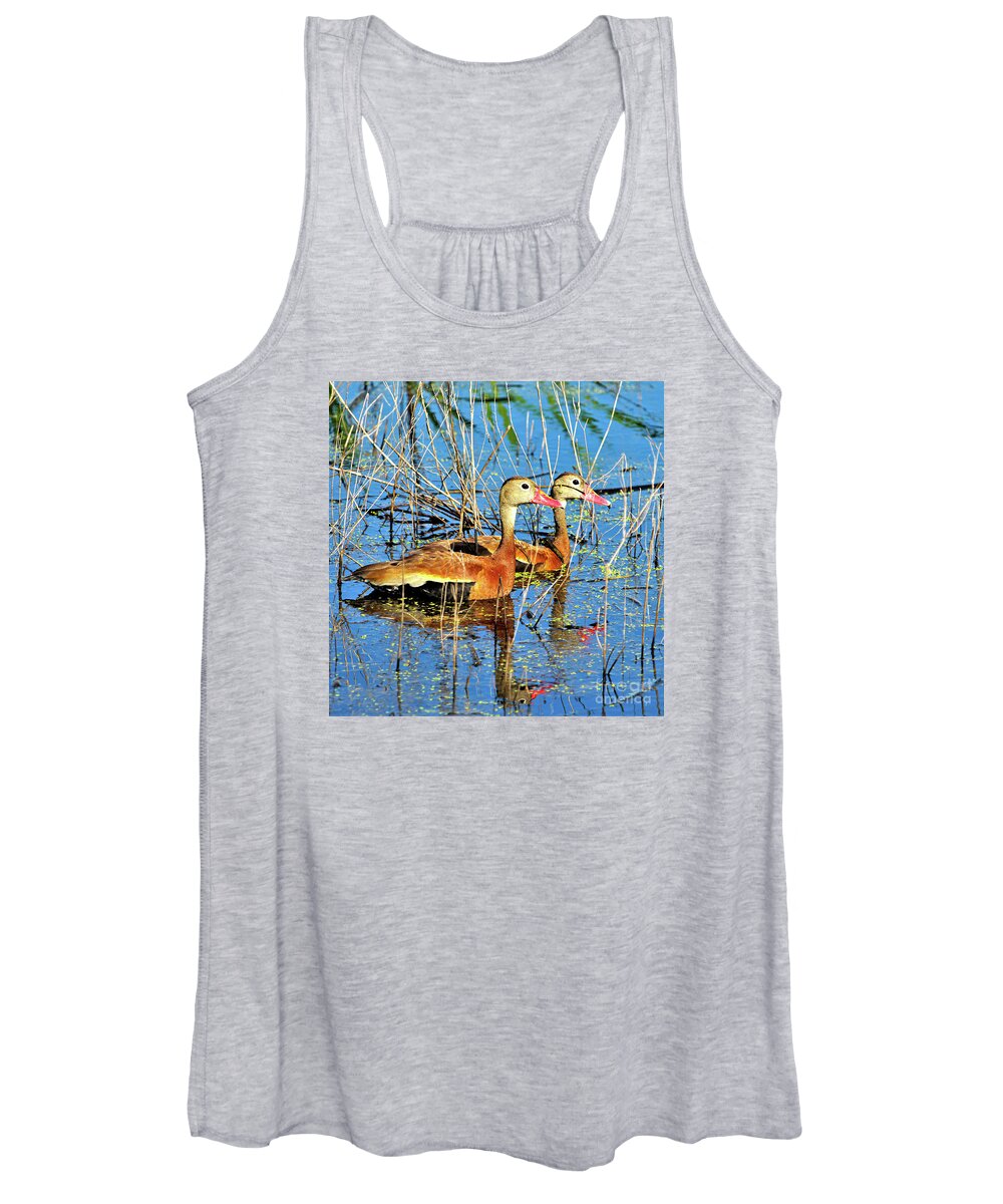 Women's Tank Top featuring the photograph Black Bellied Whistling Ducks at Myakka by Joanne Carey