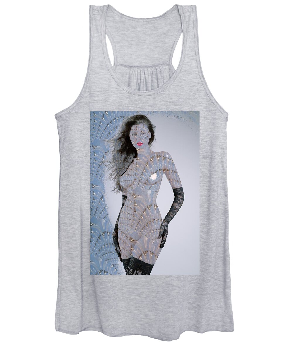 Fractal Women's Tank Top featuring the mixed media Black Gravity Seagull by Stephane Poirier