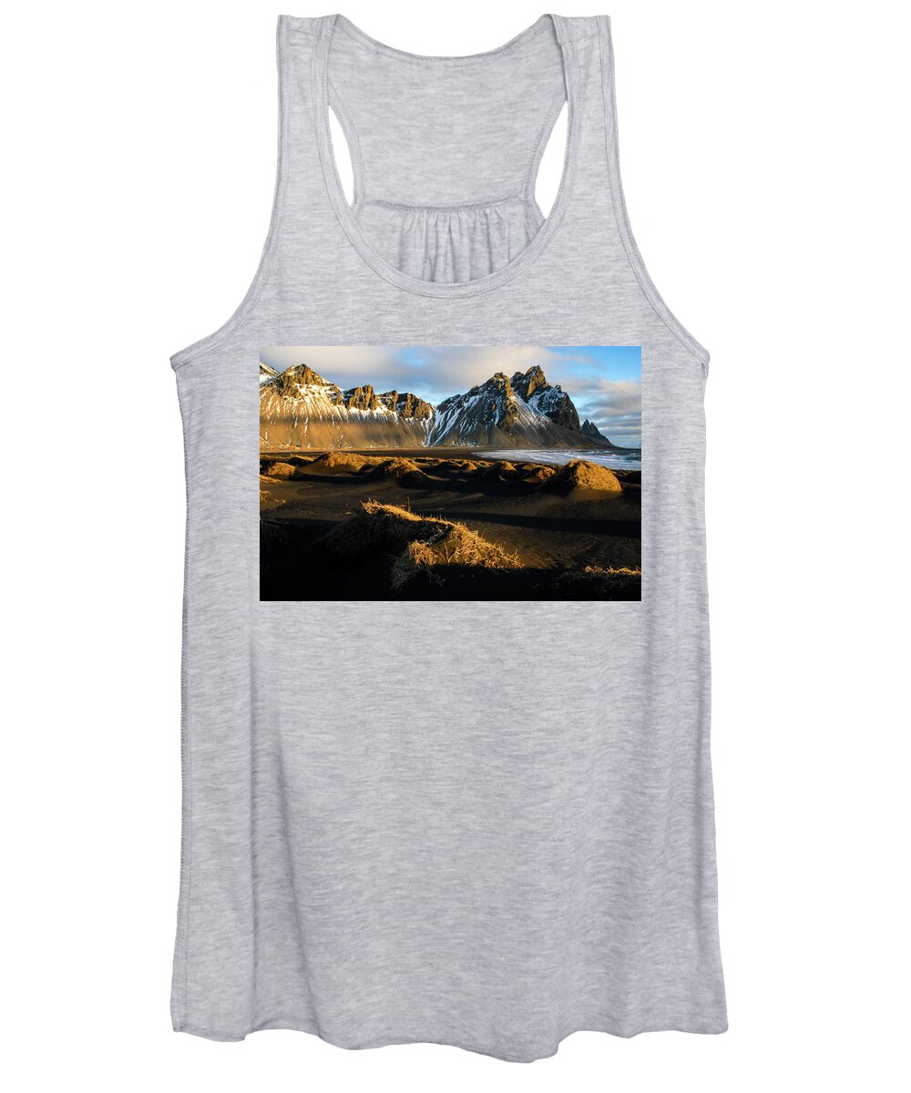 Iceland Women's Tank Top featuring the photograph The Language Of Light - Black Sand Beach, Iceland by Earth And Spirit