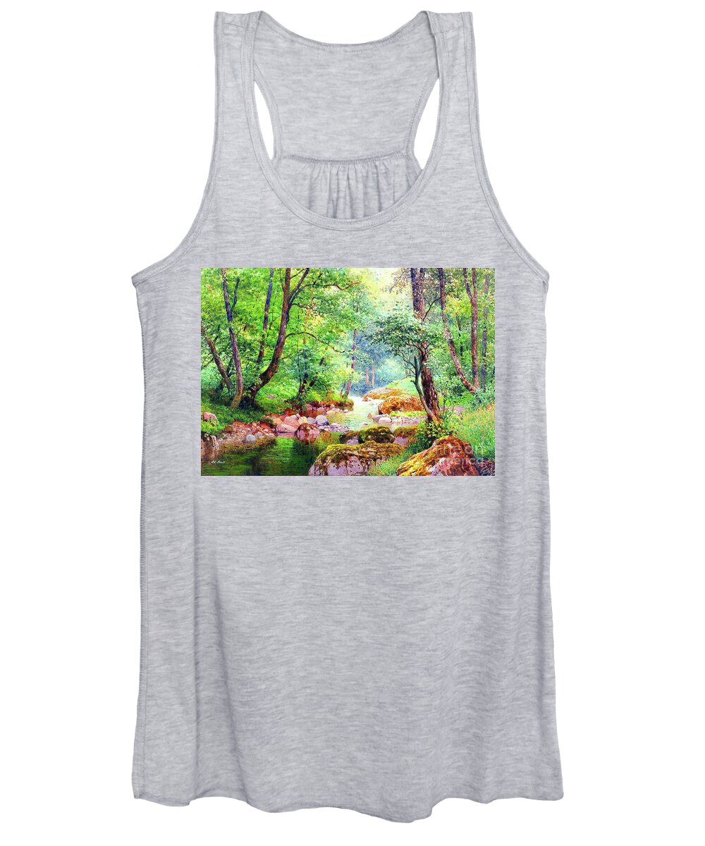 Landscape Women's Tank Top featuring the painting Blissful Stream by Jane Small