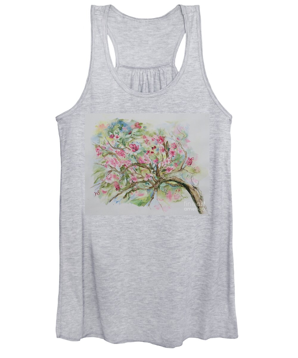 Tree Bloom Flowers Women's Tank Top featuring the painting Blooming Tree by Valerie Shaffer