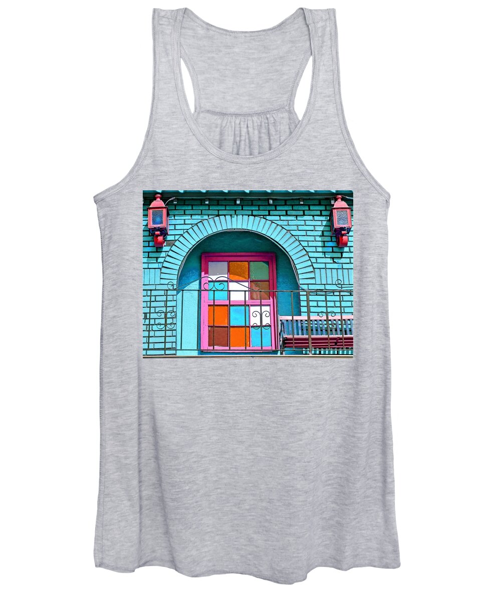 Hispanic Women's Tank Top featuring the photograph Blue Balcony by Andrew Lawrence