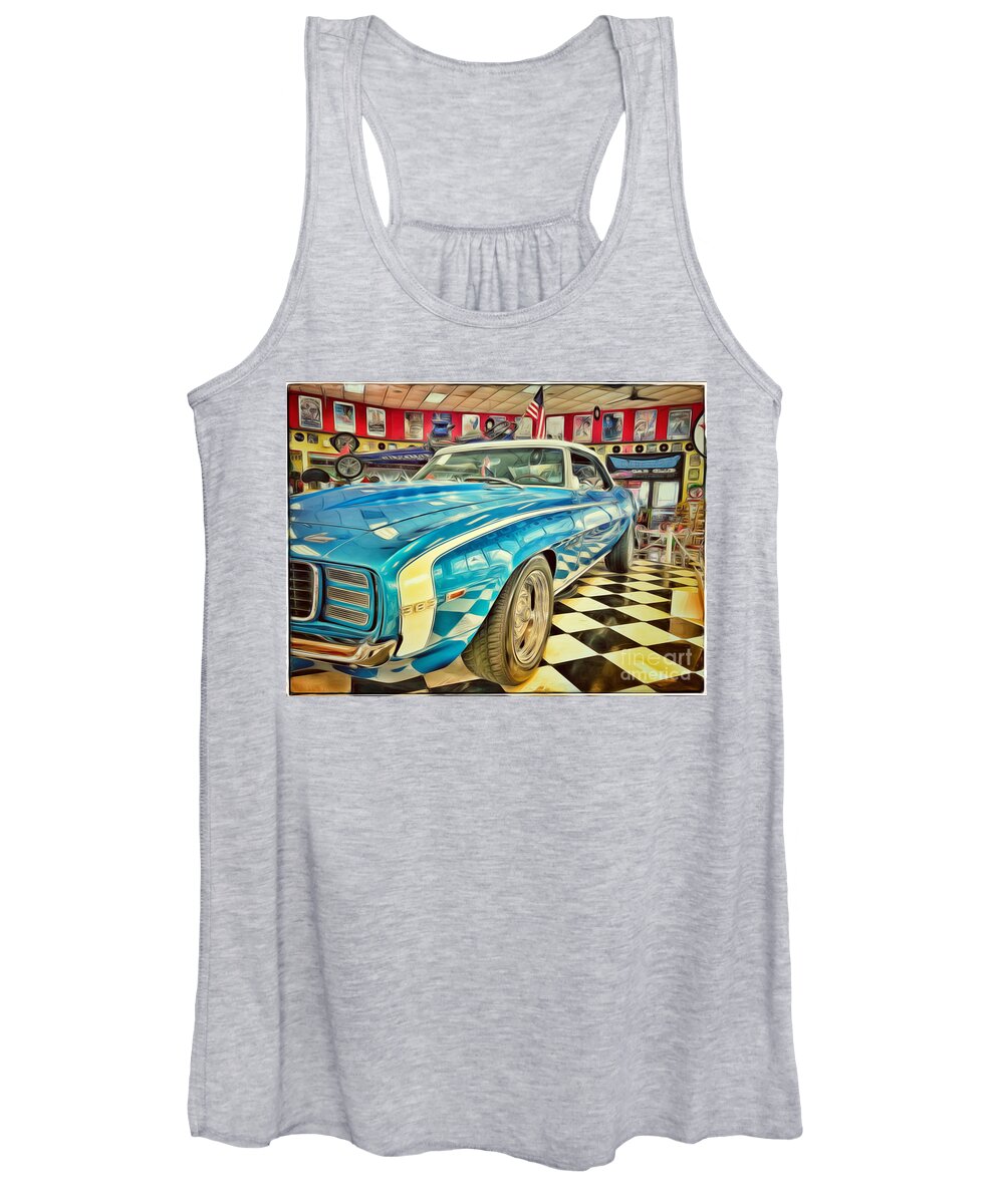 Automobile Women's Tank Top featuring the photograph Blue Camaro by Eleanor Abramson