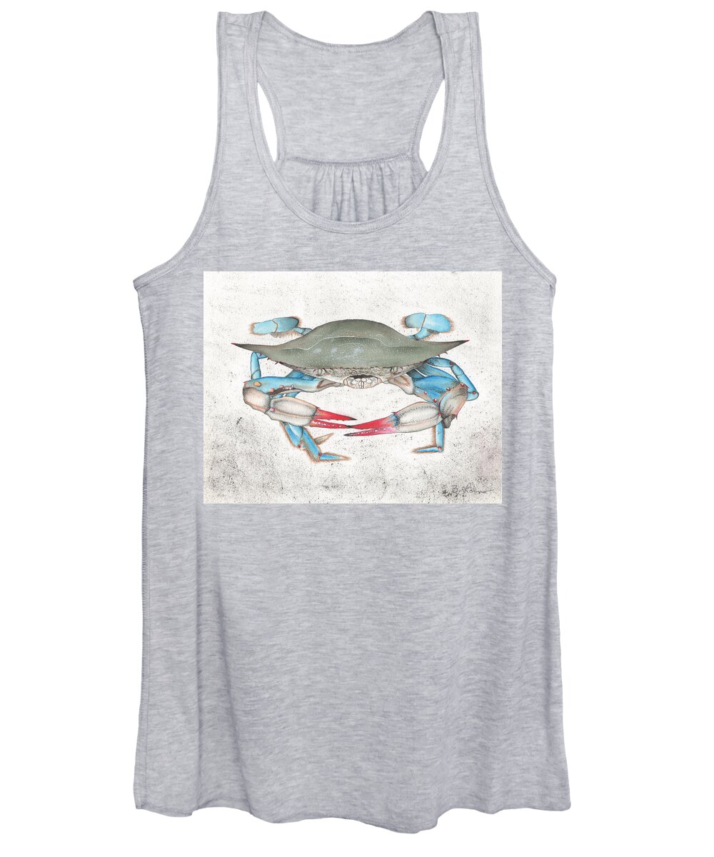 Blue Crab Women's Tank Top featuring the painting Blue Crab #1 by Bob Labno