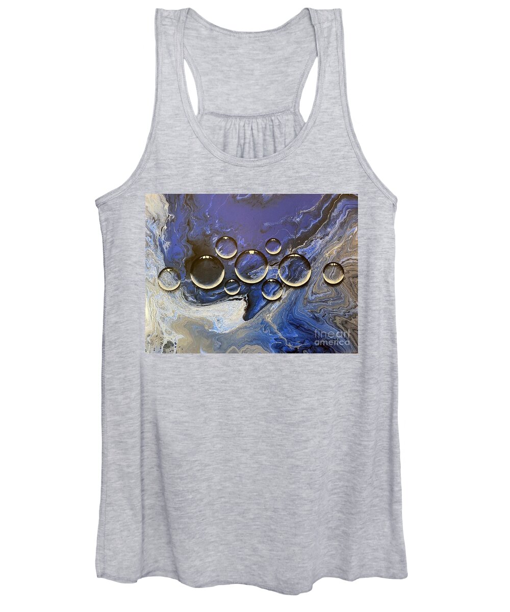 Abstract Women's Tank Top featuring the painting Blue Drops by Sonya Walker