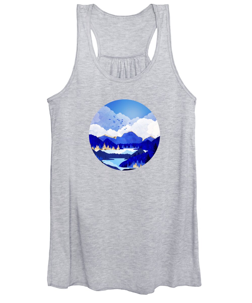 Blue Women's Tank Top featuring the digital art Blue Lake by Spacefrog Designs