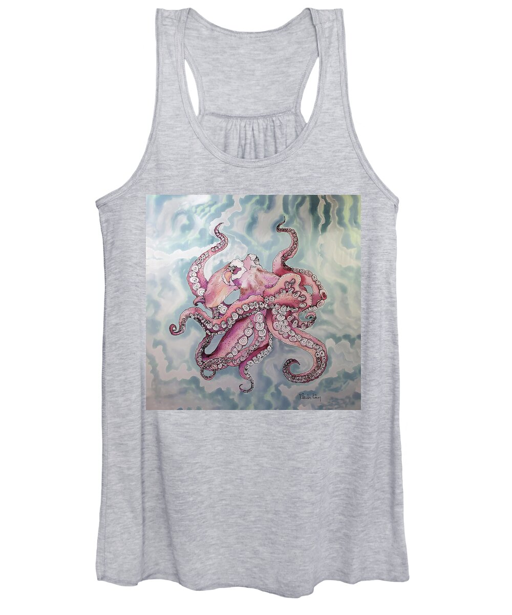 Blue Women's Tank Top featuring the tapestry - textile Blue Octopus by Karla Kay Benjamin
