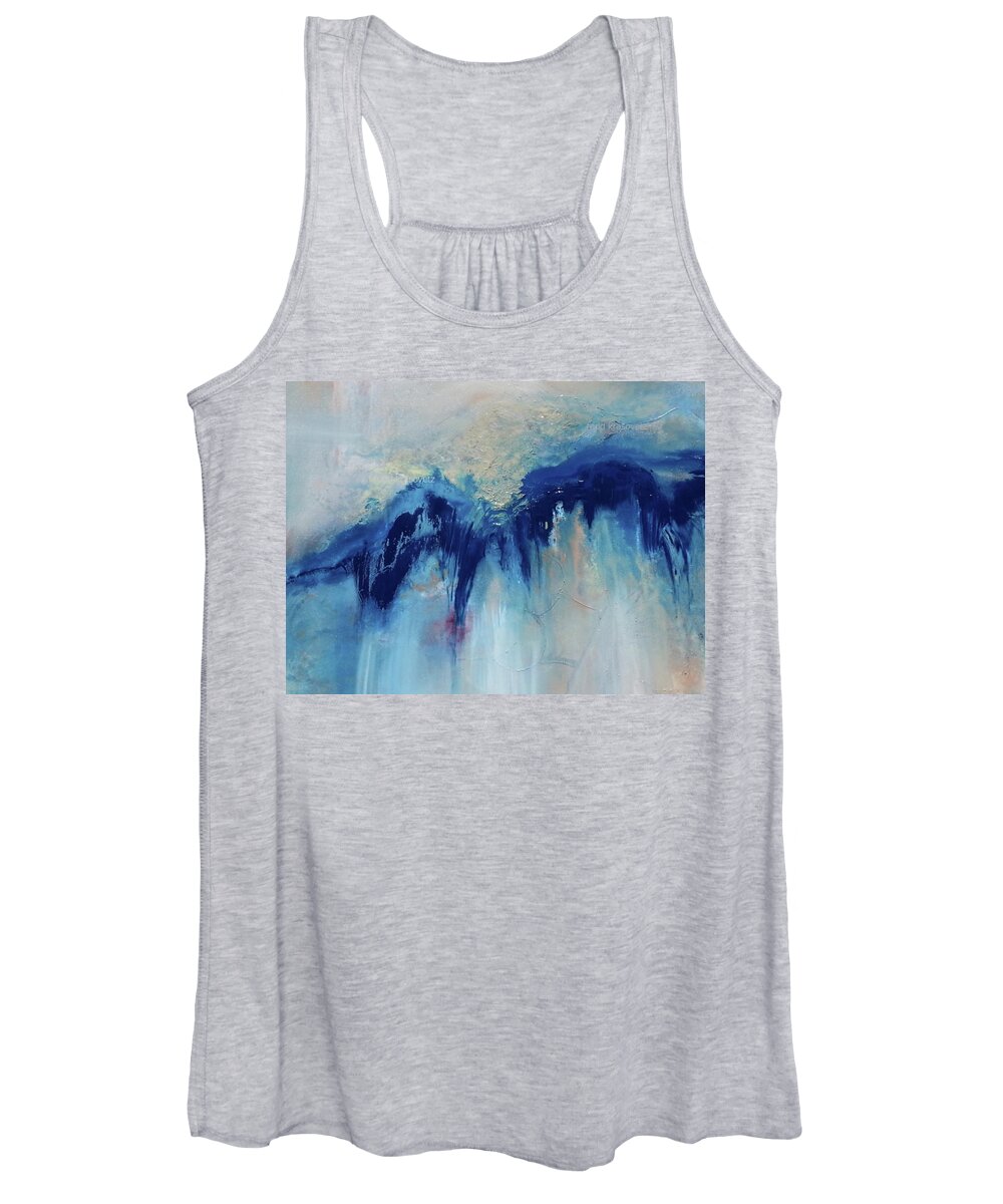 Oil On Canvas Women's Tank Top featuring the painting Blue Wave on a Mountain by Todd Krasovetz