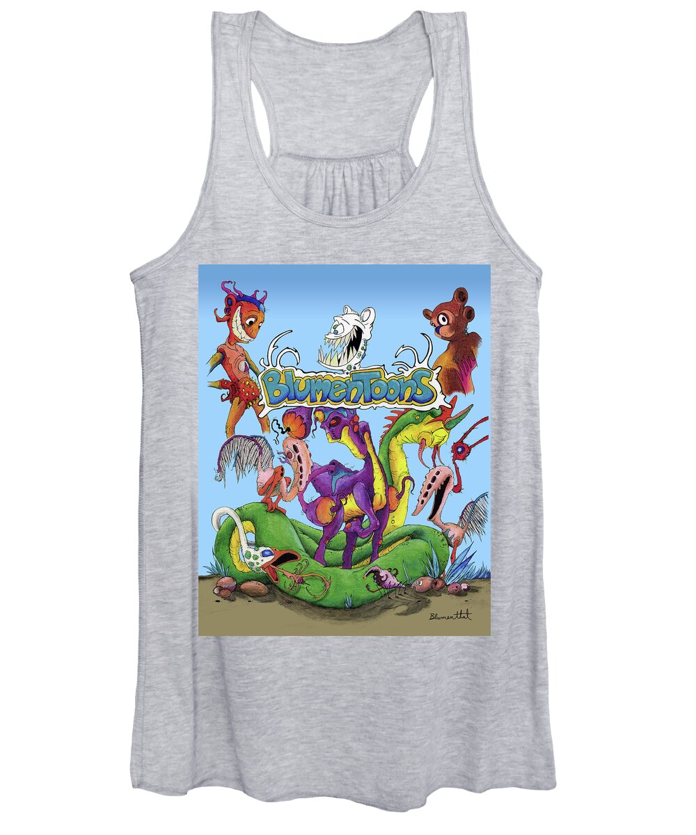 Cartoon Women's Tank Top featuring the painting Blumentoons by Yom Tov Blumenthal