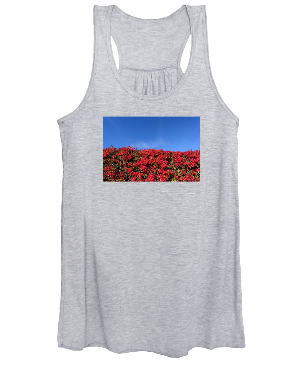 Blue Sky Women's Tank Top featuring the photograph Bougainvillea Palm Springs California 0437 by Amyn Nasser