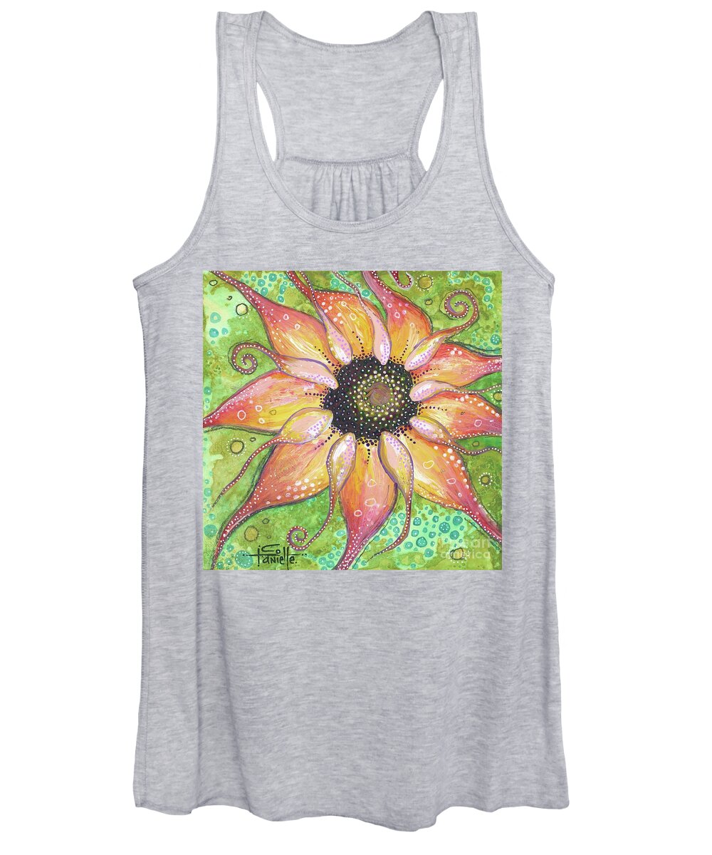Sunflower Painting Women's Tank Top featuring the painting Breathe In the New You by Tanielle Childers