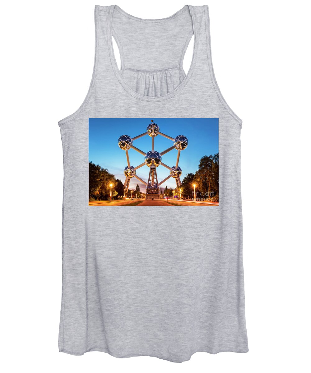Brussels Women's Tank Top featuring the photograph Brussels atomium at night by Neale And Judith Clark