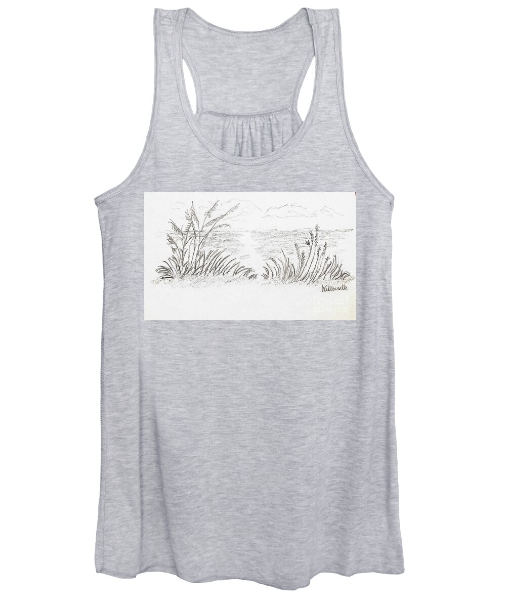 Red Bank New Jersey Marina Women's Tank Top featuring the painting By the Sea by Margaret Welsh Willowsilk