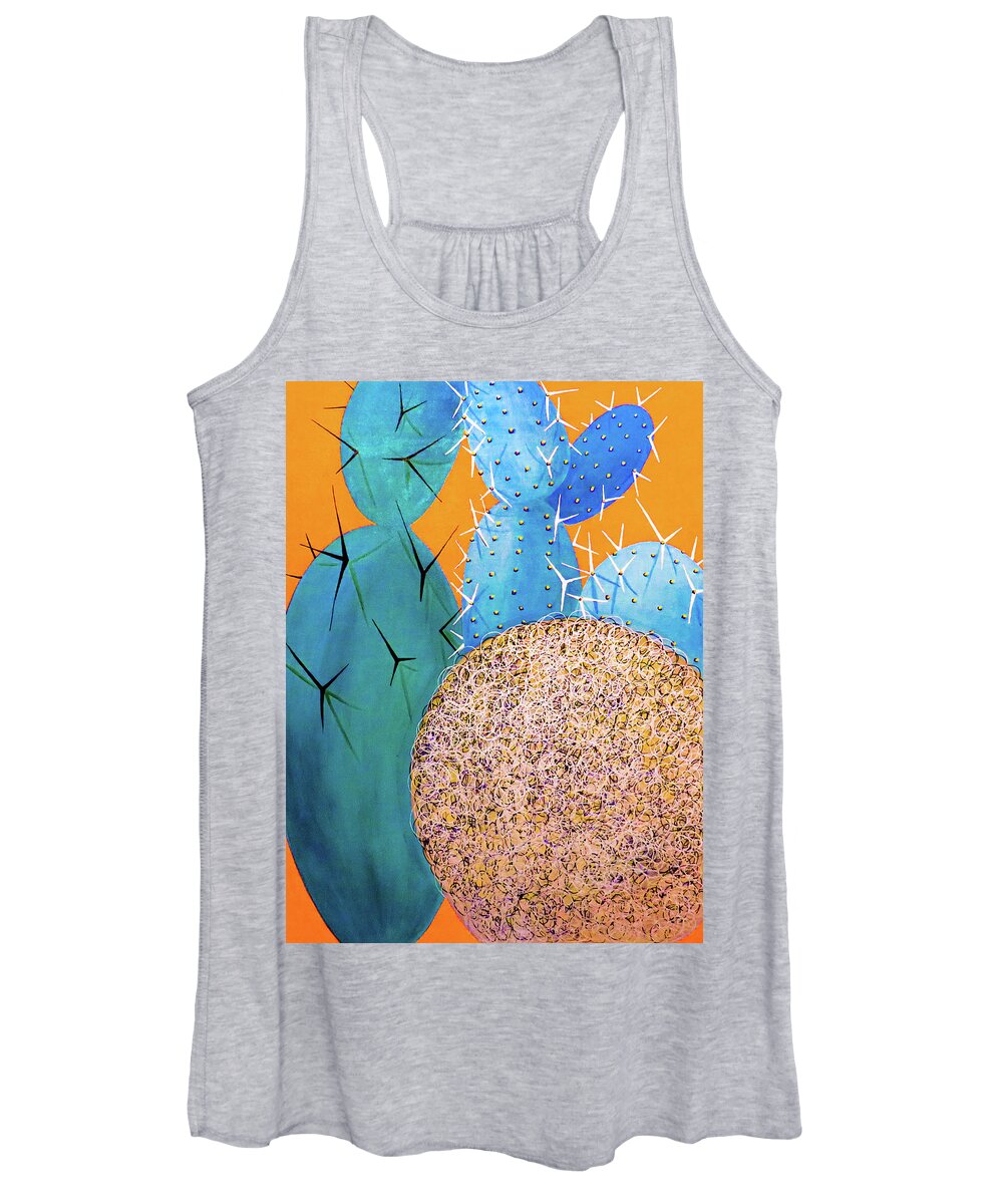 Cactus Women's Tank Top featuring the painting Cactus Tumble by Ted Clifton