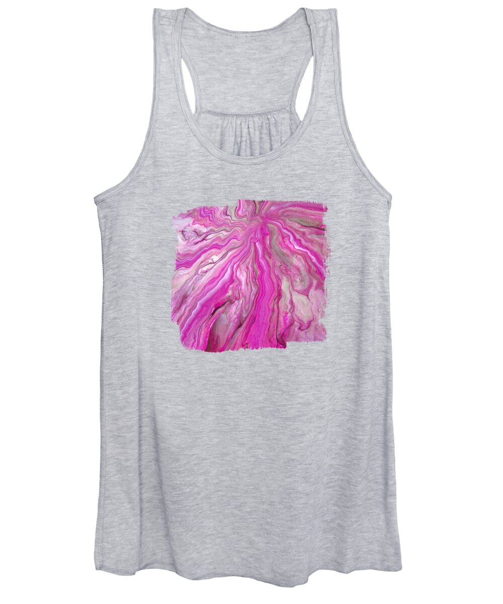 Acrylic Pour Women's Tank Top featuring the painting California Pink Acrylic Pour by Elisabeth Lucas