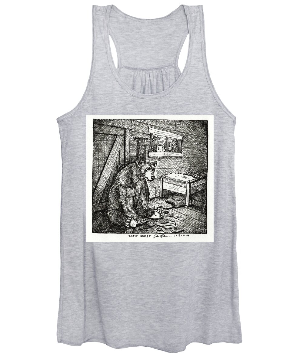 Bear Women's Tank Top featuring the drawing Camp Guest by Eric Haines