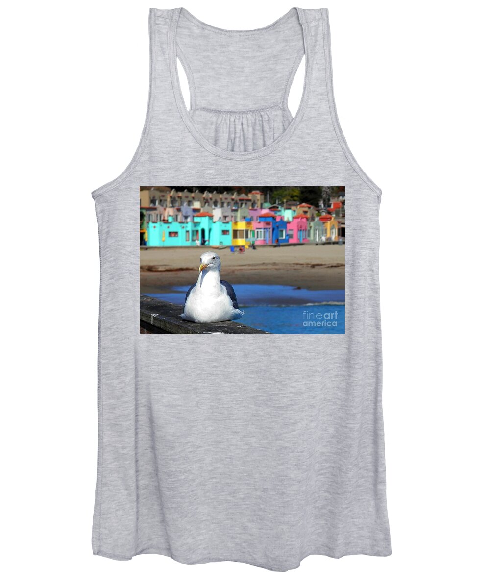 Capitola Women's Tank Top featuring the photograph Capitola And The Seagull by Claudia Zahnd-Prezioso