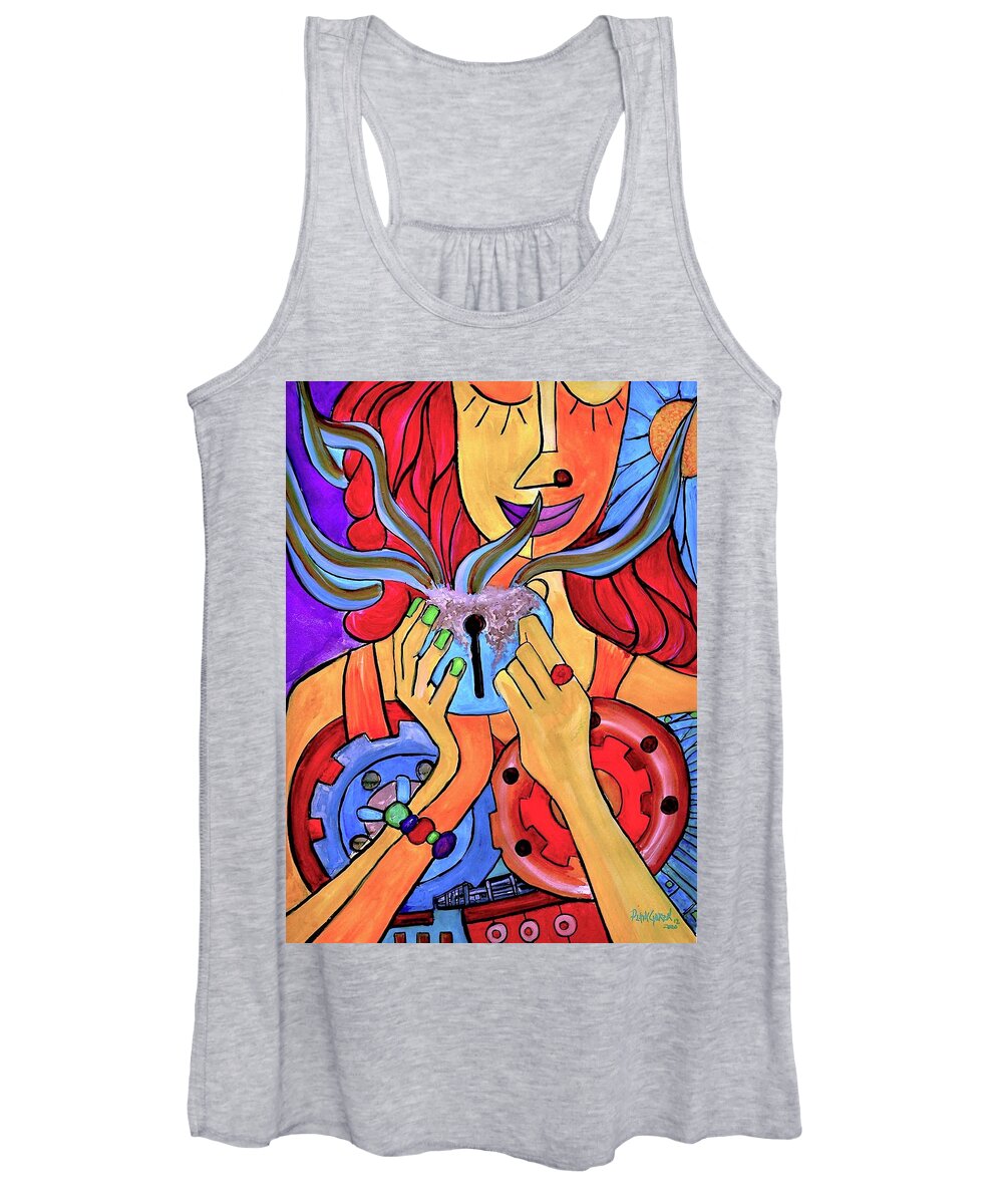 Cappuccino Coffee Abstract Women's Tank Top featuring the painting Cappuchino, The Key Of The Day . by Plata Garza