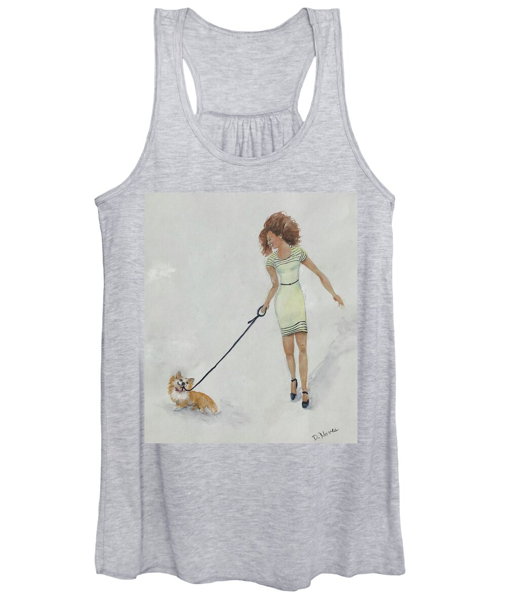 Fashion Illustration Women's Tank Top featuring the painting Captivating Ladies 4 by Deborah Naves
