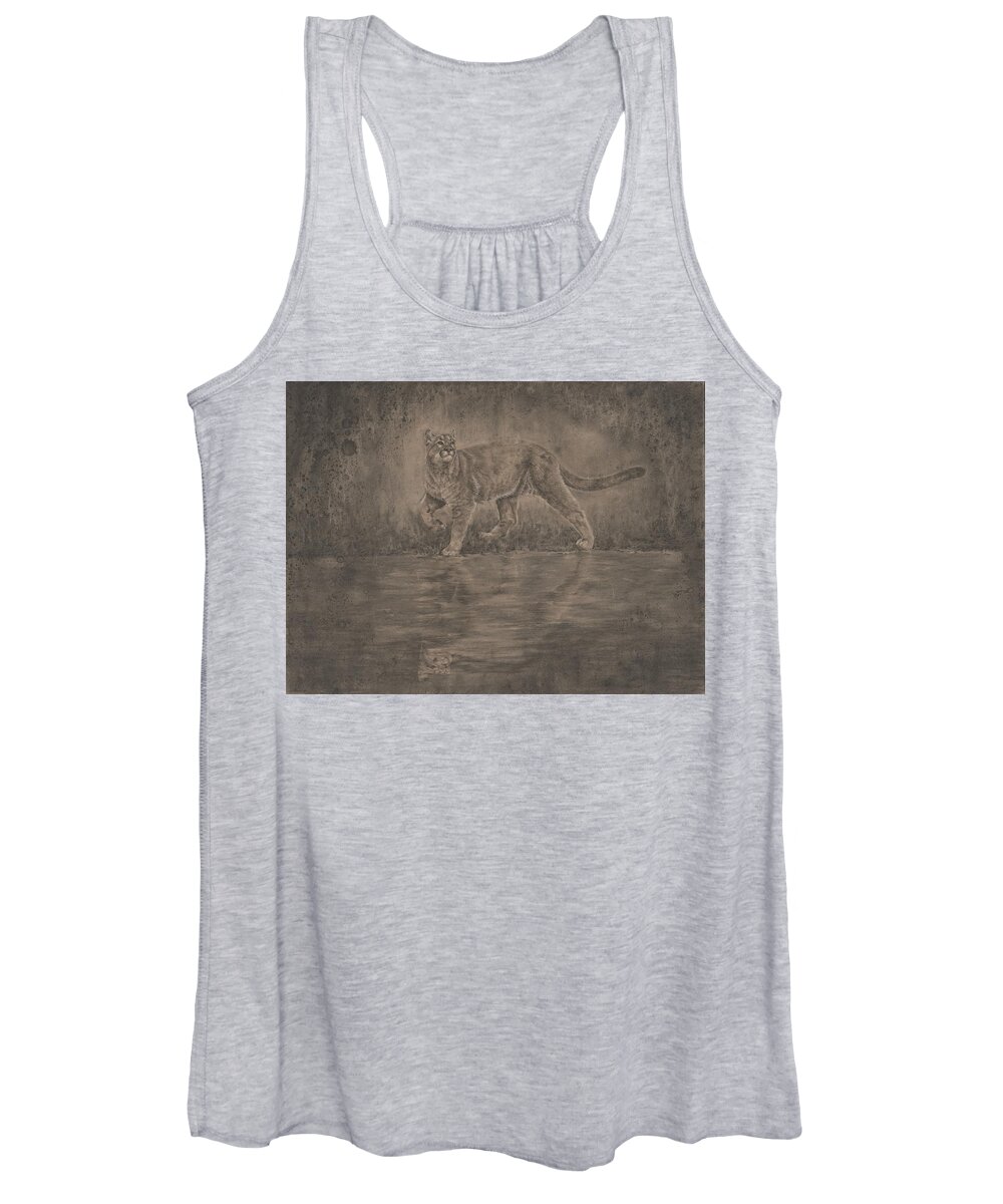 Cougar Women's Tank Top featuring the drawing Captured By the Light by Michelle Garlock