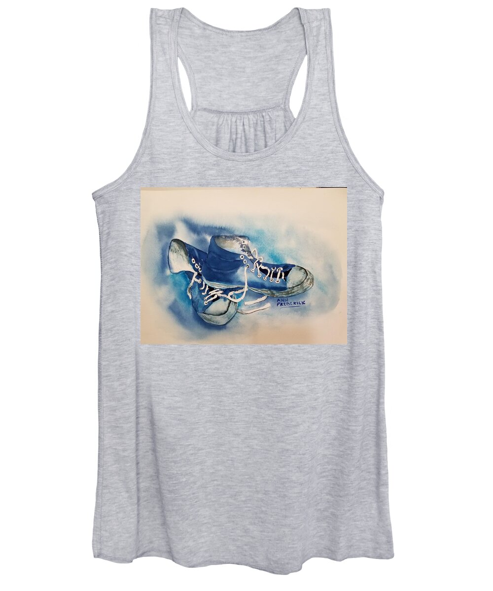 Hightops Women's Tank Top featuring the painting Carson's Shoes by Ann Frederick