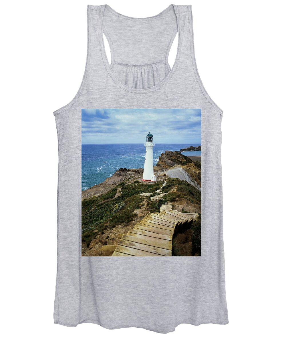 Wooden Women's Tank Top featuring the photograph Castle Point Lighthouse by Michael Pole