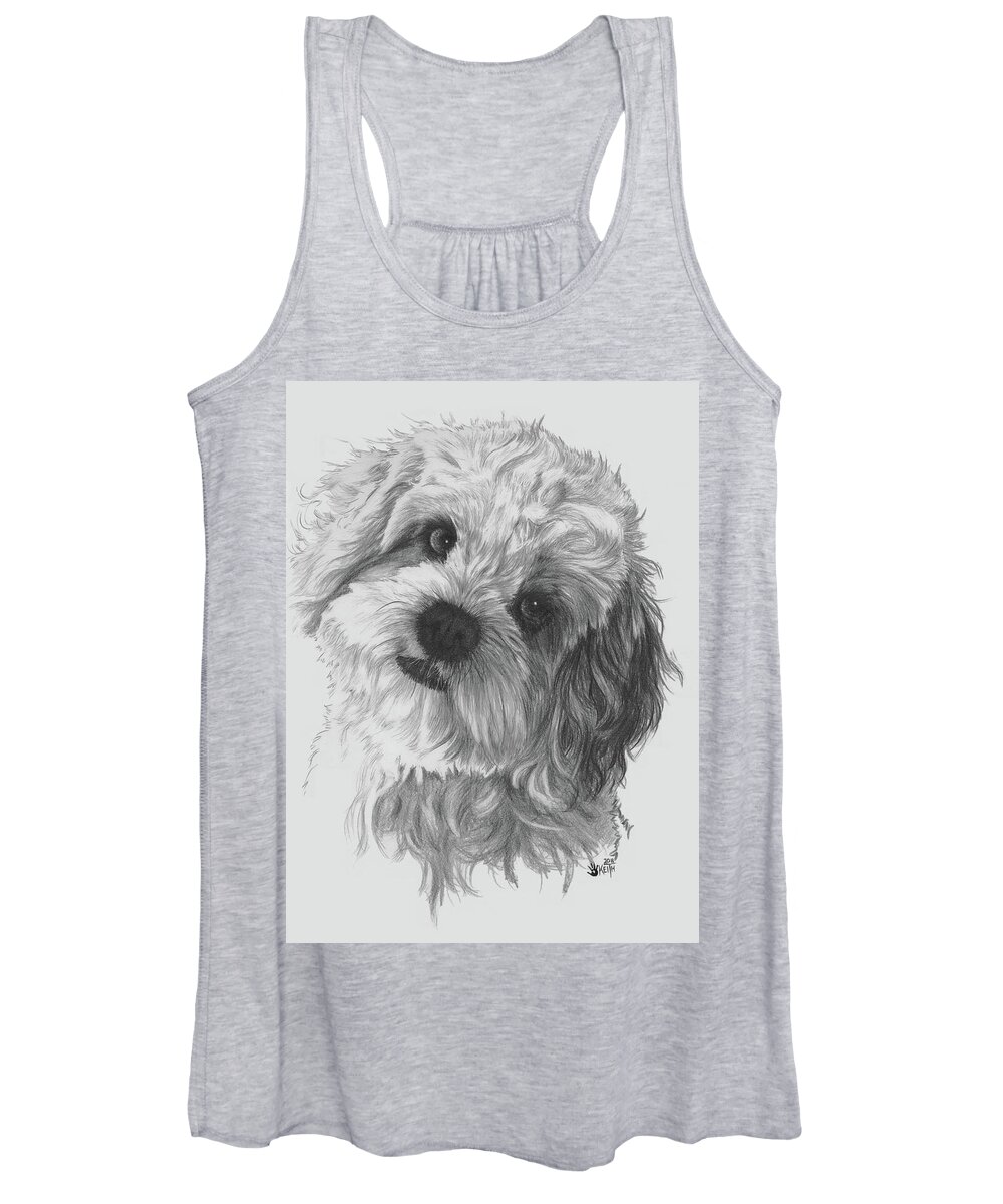 Designer Dog Women's Tank Top featuring the drawing Cava-Chon by Barbara Keith