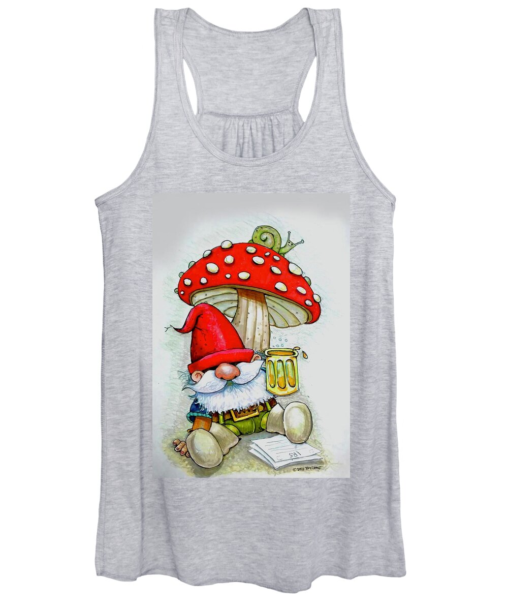 Gnome Women's Tank Top featuring the drawing Celebration by Tim Ernst
