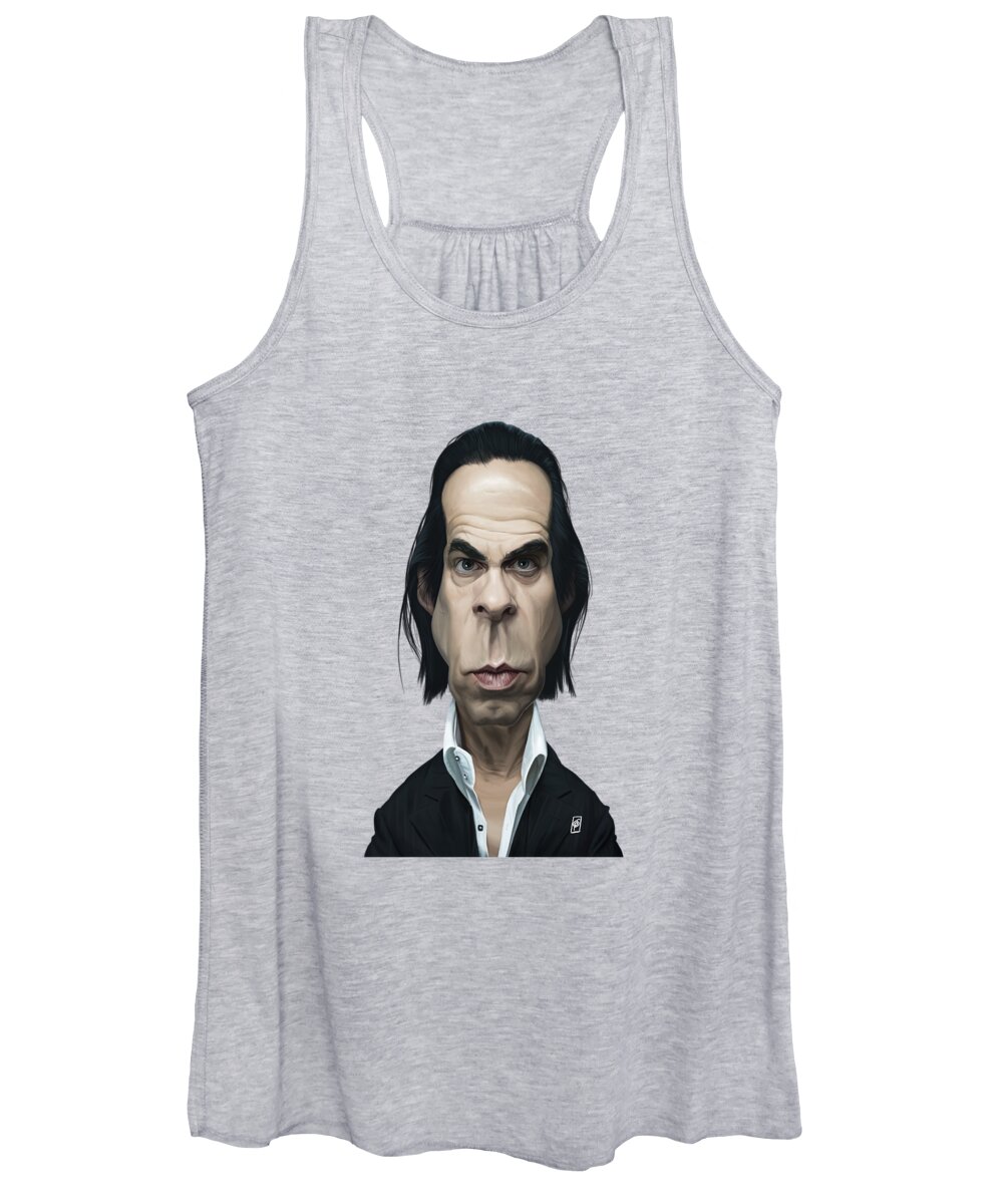 Illustration Women's Tank Top featuring the digital art Celebrity Sunday - Nick Cave by Rob Snow