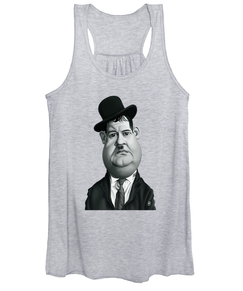 Illustration Women's Tank Top featuring the digital art Celebrity Sunday - Oliver Hardy by Rob Snow
