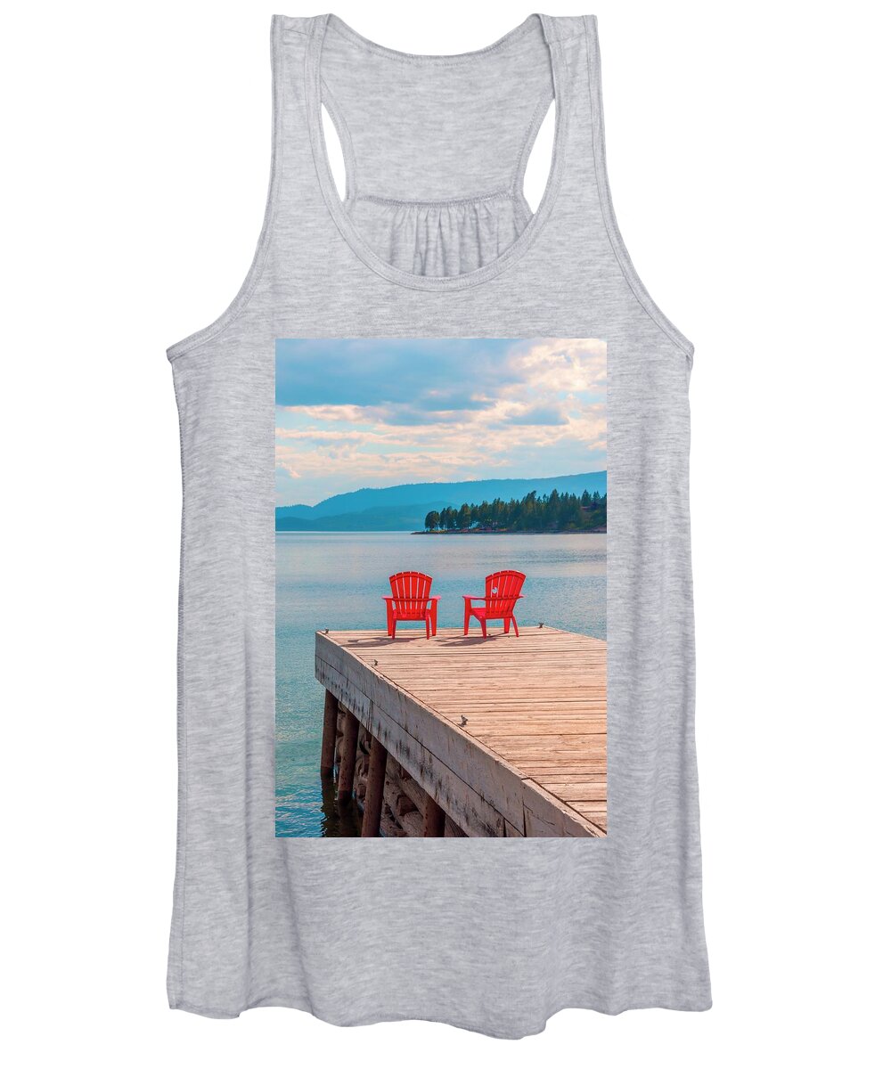 Red Women's Tank Top featuring the photograph Chairs Waiting For You by Pamela Dunn-Parrish