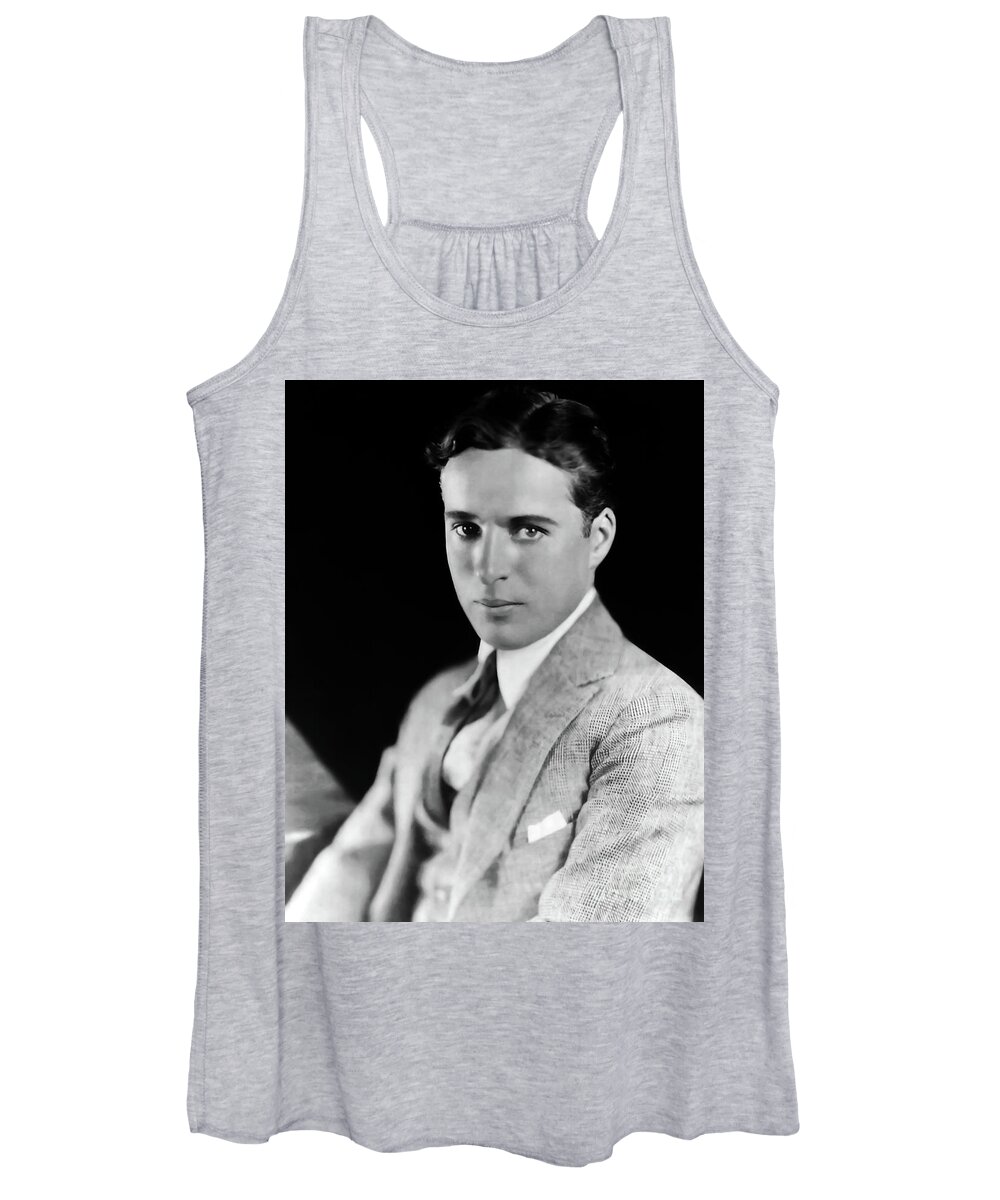 Charlie Chaplin Women's Tank Top featuring the photograph Charles Chaplin by Sad Hill - Bizarre Los Angeles Archive