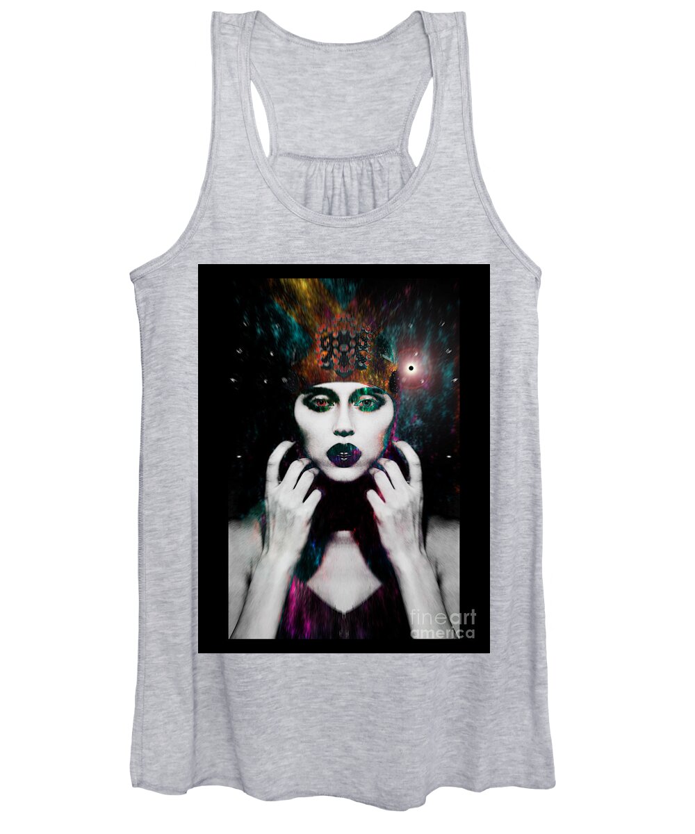Female Portraits Women's Tank Top featuring the mixed media Charlotte in the mirror by ML Walker