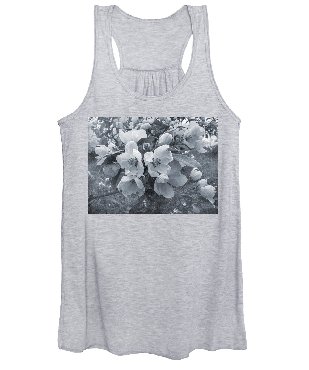 Flowers Women's Tank Top featuring the photograph Cherry Blossoms in Black and White by Mary Lee Dereske