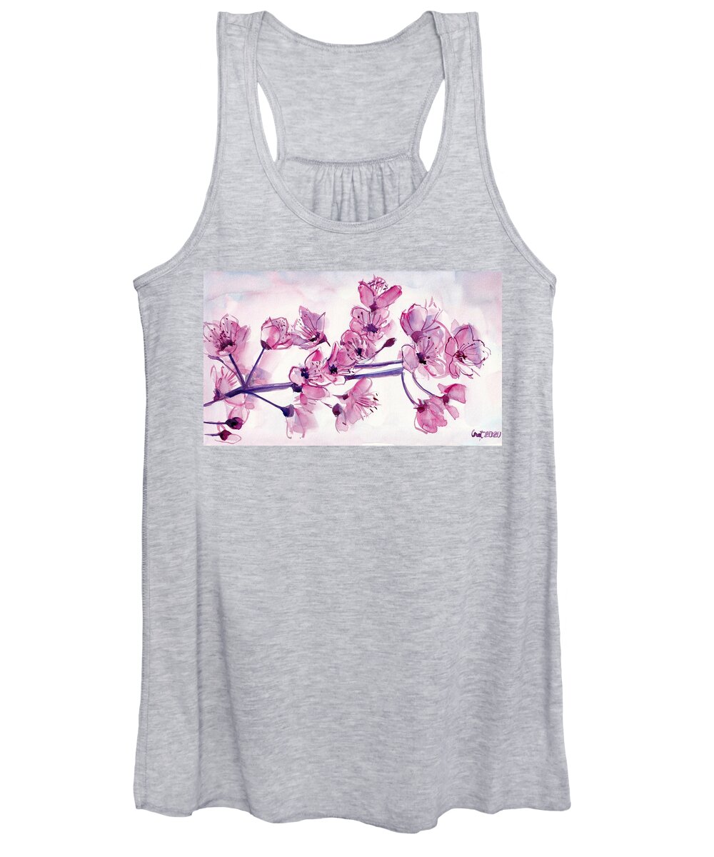 Cherry Women's Tank Top featuring the painting Cherry Flowers by George Cret