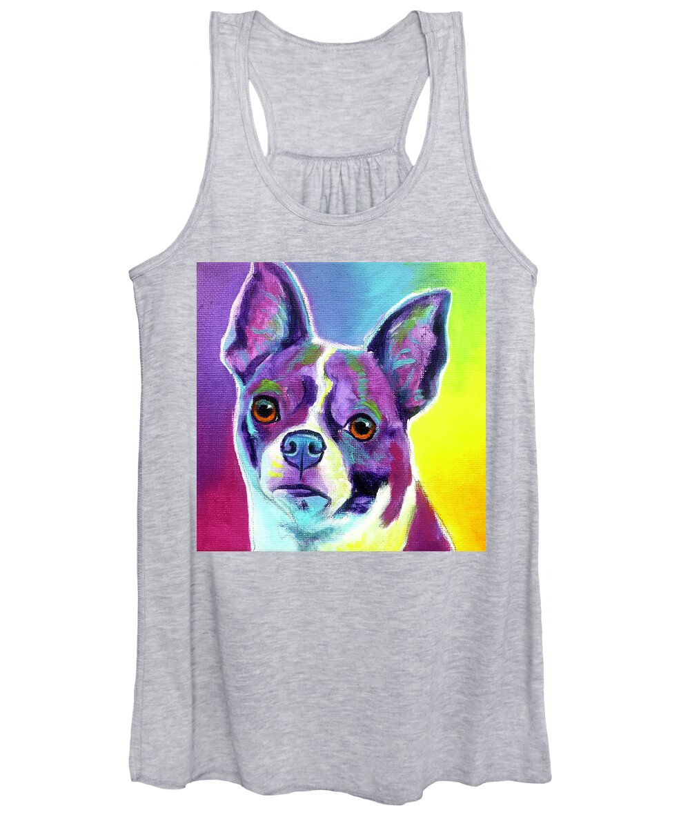 Chihuahua Women's Tank Top featuring the painting Chihuahua - Bob by Dawg Painter