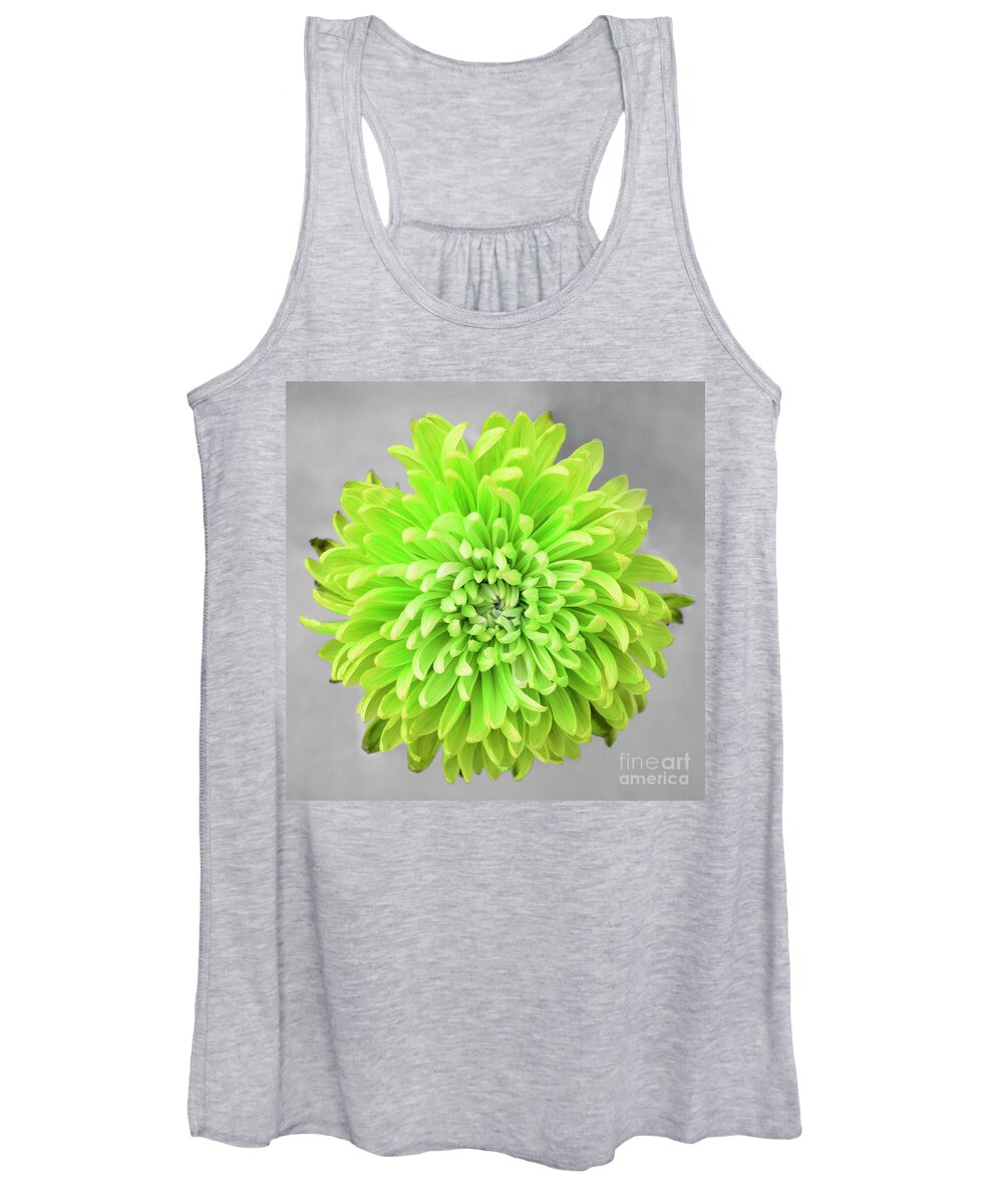 Floral Women's Tank Top featuring the photograph Chrysanthemum Flower Joy-Lime by Renee Spade Photography