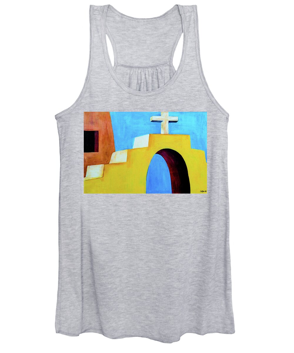 Church Women's Tank Top featuring the painting Church Wall by Ted Clifton