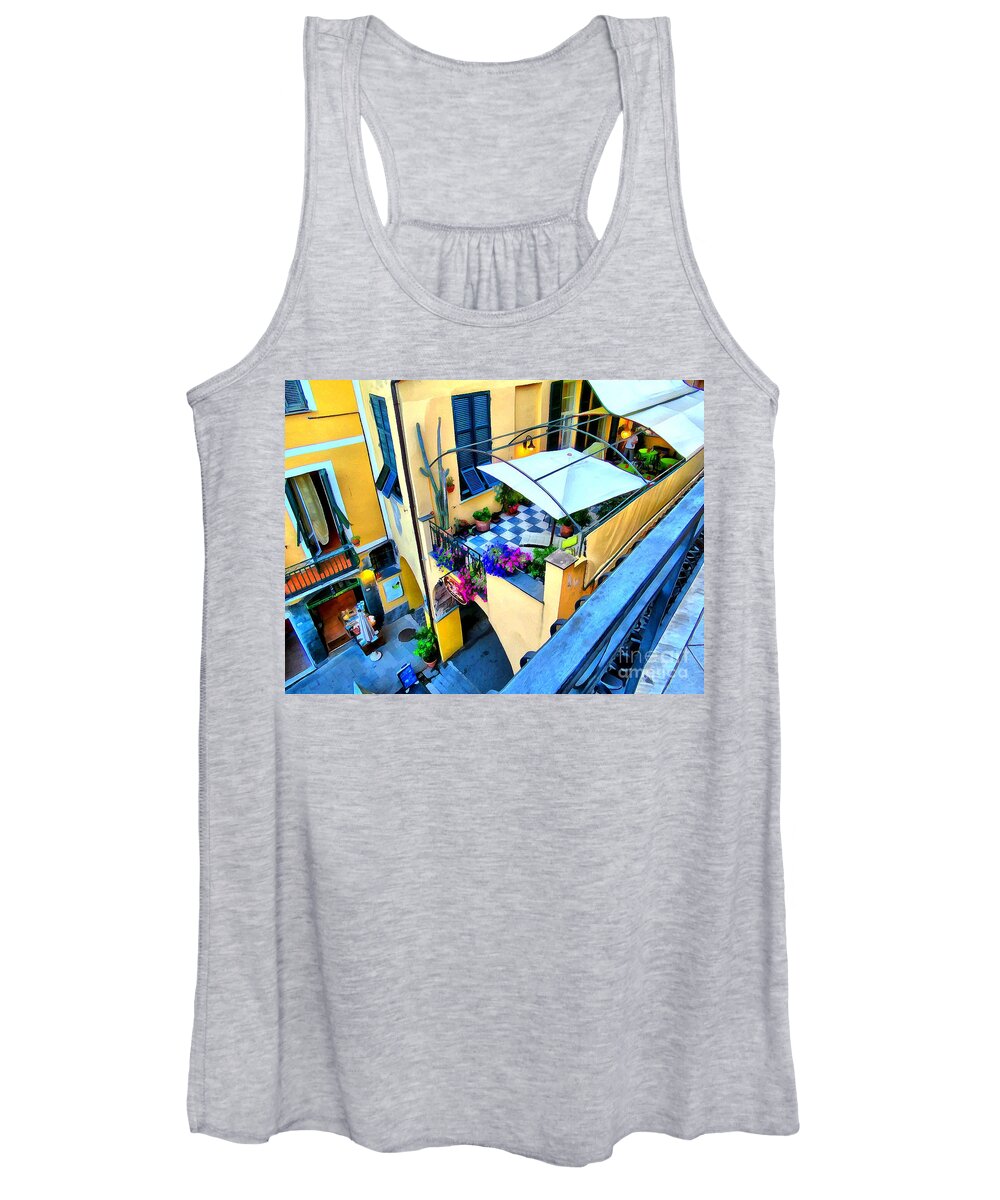 Cinque Terre Women's Tank Top featuring the photograph Cinque Terre Balcony View by Sea Change Vibes