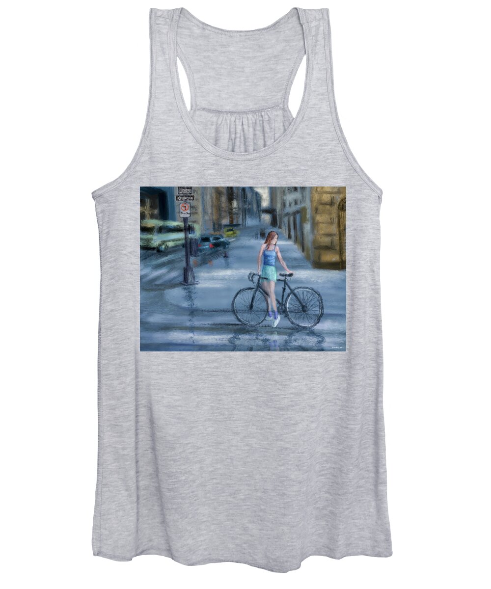 Bicycle Women's Tank Top featuring the digital art City Bike by Larry Whitler