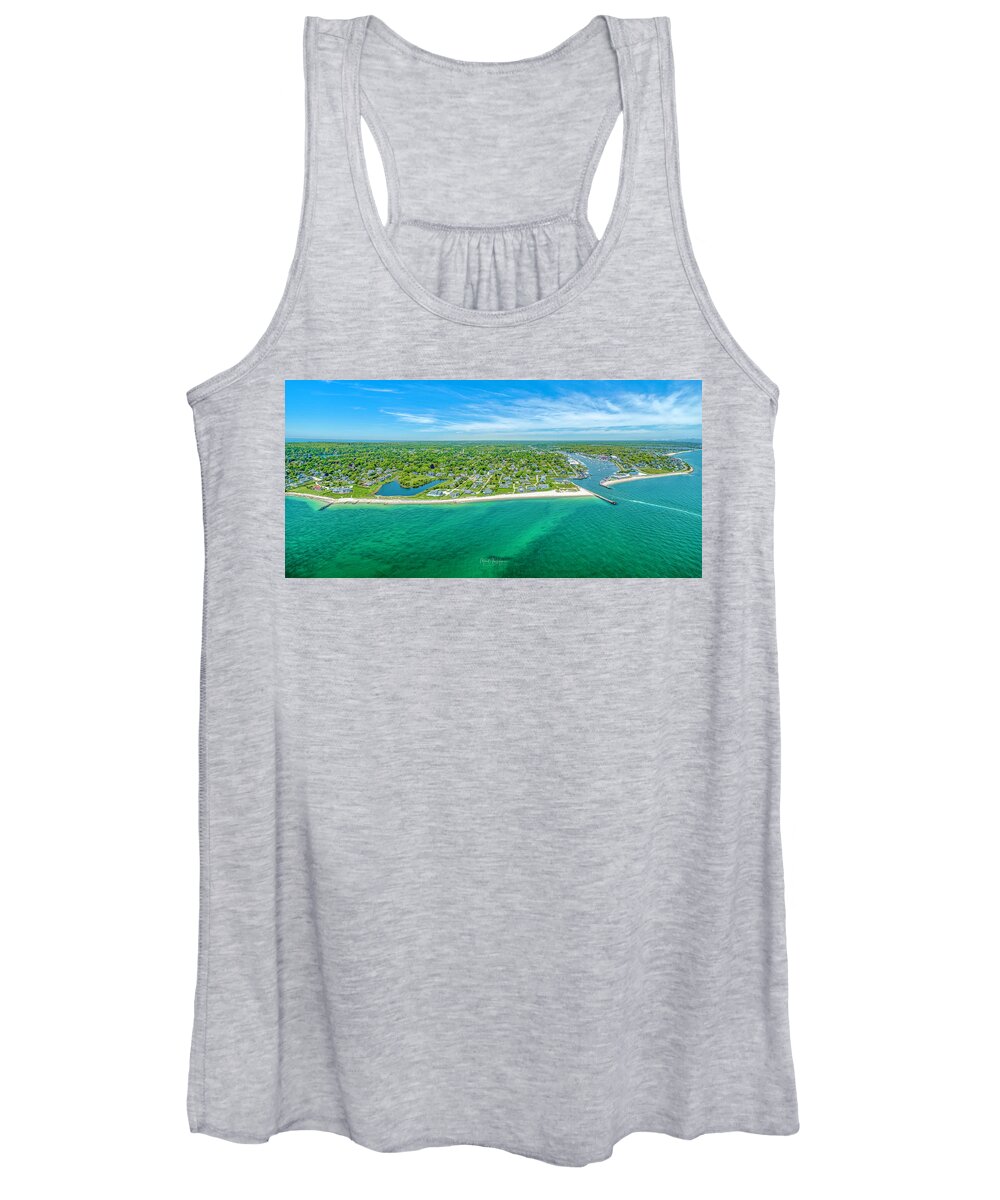 Falmouth Women's Tank Top featuring the photograph Clinton Ave Falmouth Inner Harbor by Veterans Aerial Media LLC