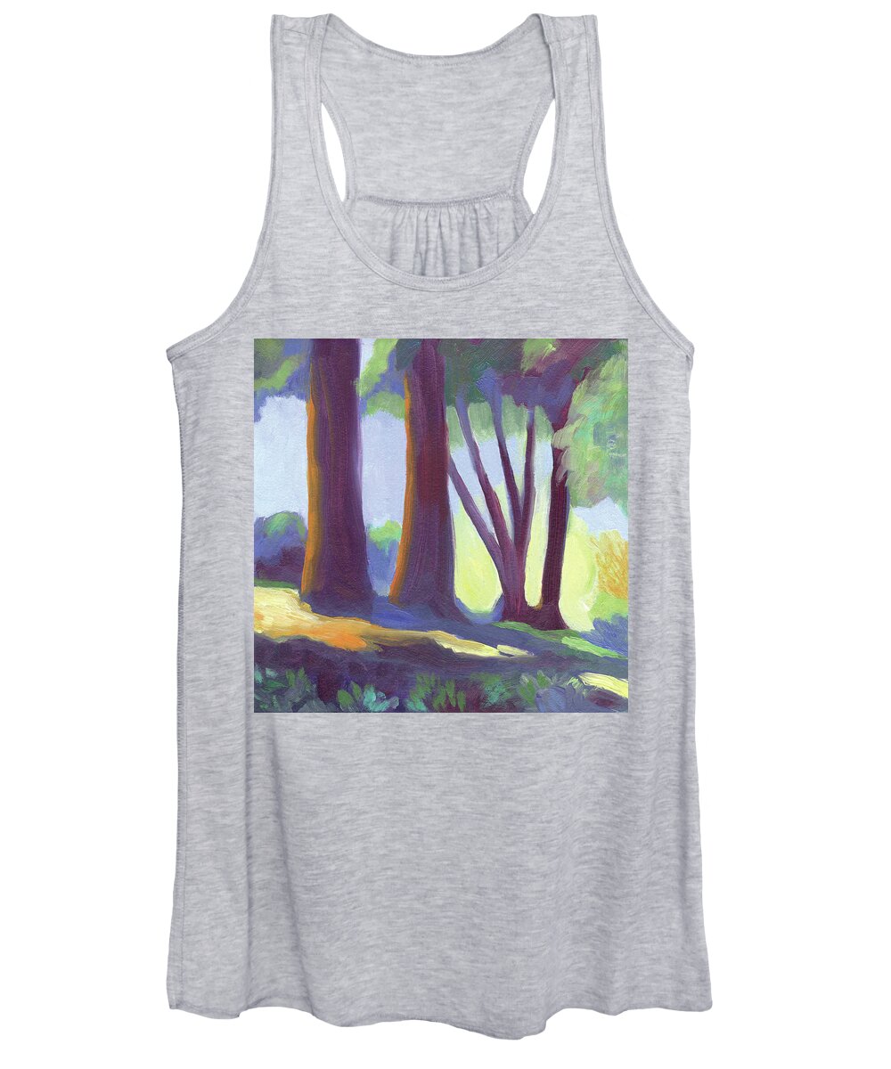 Codornices Women's Tank Top featuring the painting Codornices Park by Linda Ruiz-Lozito