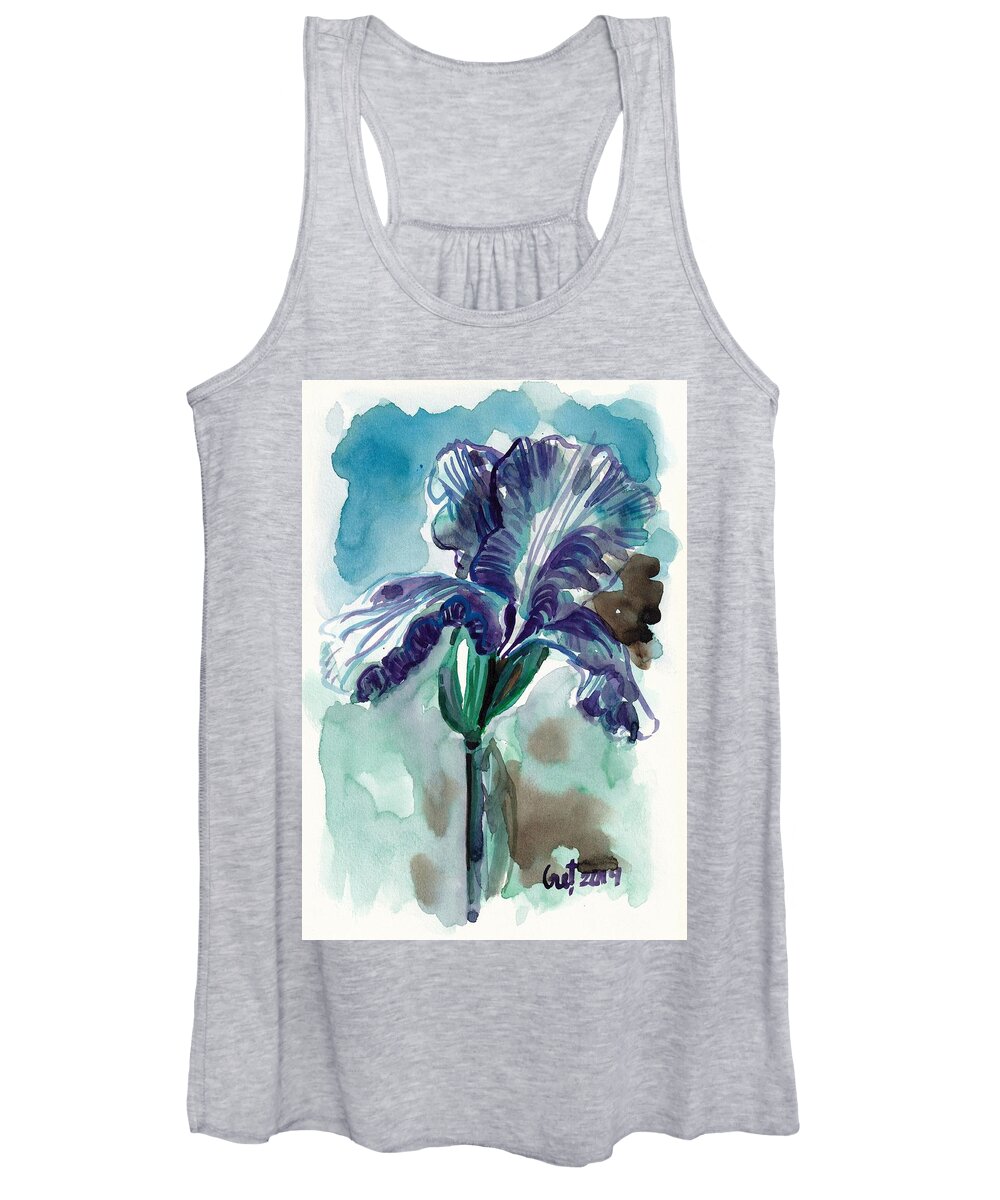 Iris Women's Tank Top featuring the painting Cold Iris by George Cret